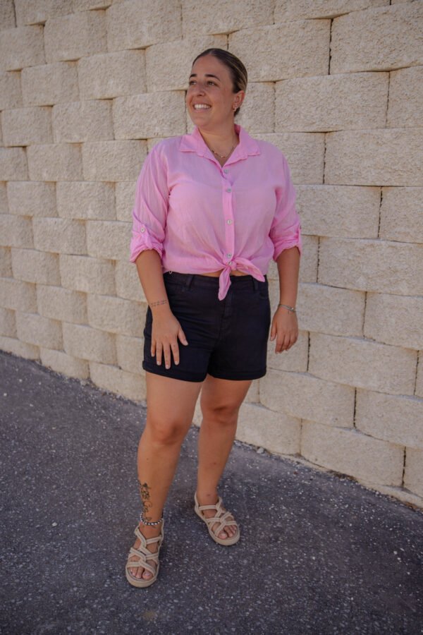 Camisa de mangas ajustables rosa princesa