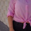 Camisa de mangas ajustables rosa princesa