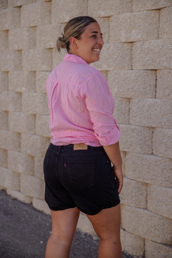 Camisa de mangas ajustables rosa princesa