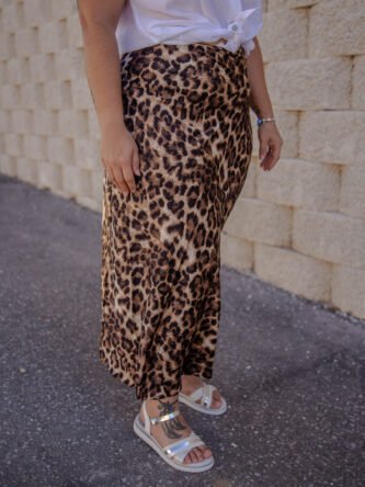 Falda larga estampado animal cierre con cremallera