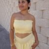 Conjunto dos piezas top y falda pantalón amarillo