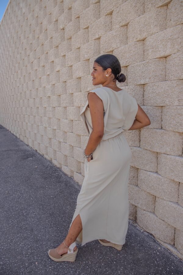 Conjunto dos blusa y piezas falda pareo beige