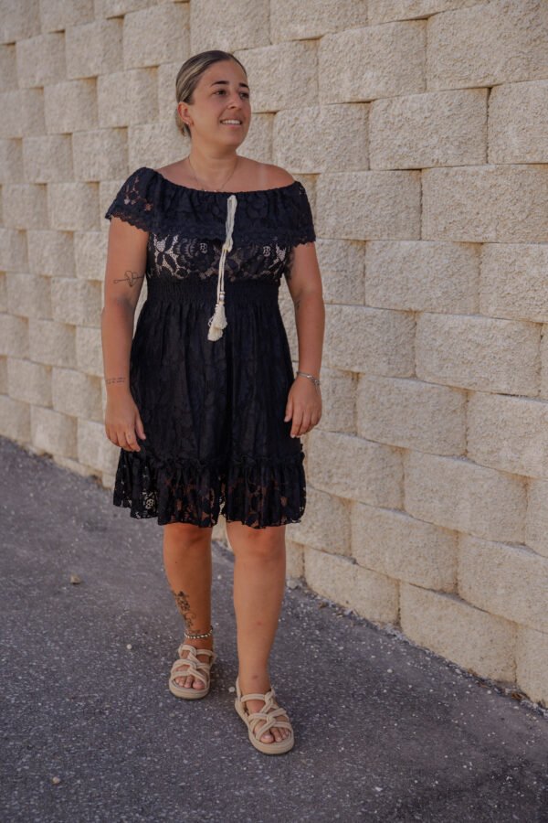 6651-2-008.1 vestido corto ce encaje bohemio negro