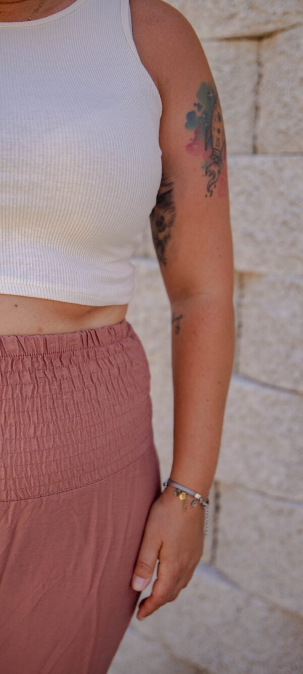 Falda larga bohemia cintura elástica rosa princesa