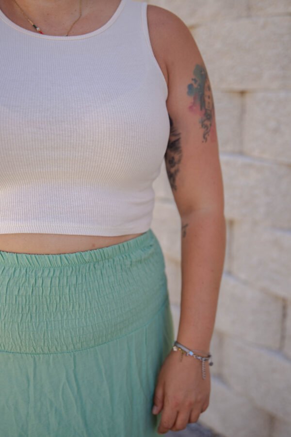 Falda larga bohemia cintura elástica verde agua