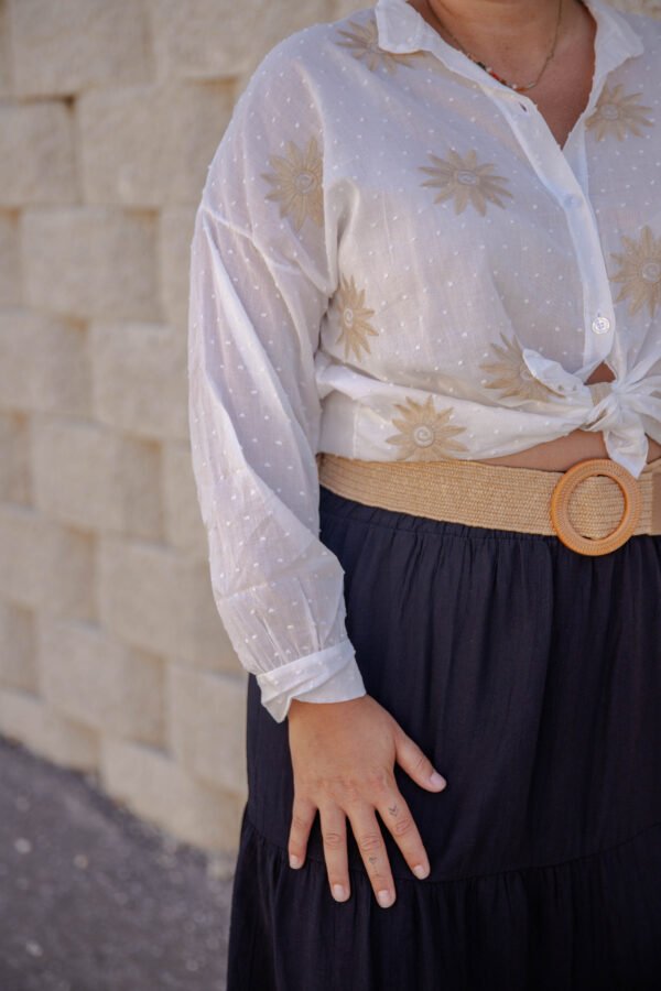 91751-2-008.2 Falda larga negra de cintura elástica cinturón