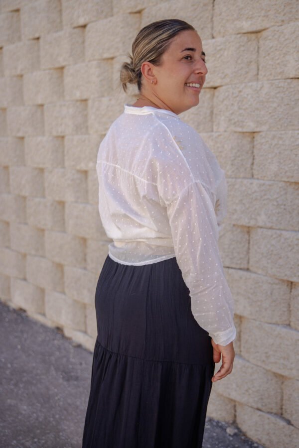 91751-2-008.4 Falda larga negra de cintura elástica cinturón