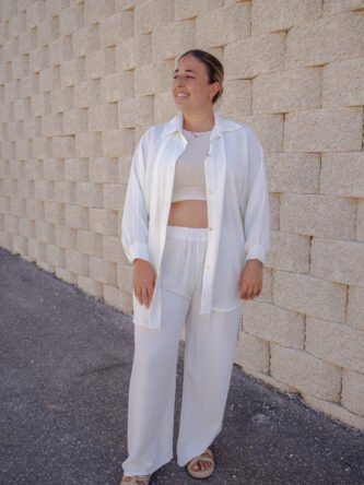 Conjunto dos piezas camisa y pantalón blanco