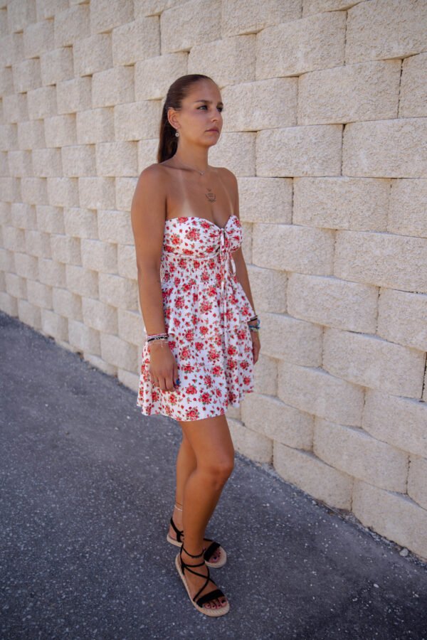 Vestido estampado flores con lazo en pecho28871-2-024-1 Kahlo Butik Moda