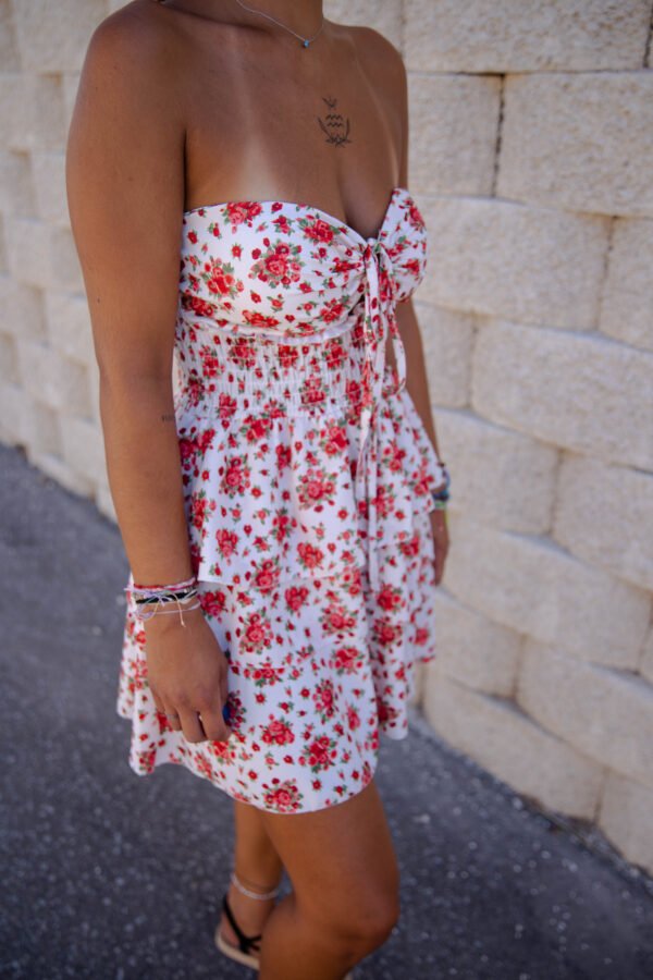 Vestido estampado flores con lazo en pecho28871-2-024-3 Kahlo Butik