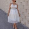 Vestido de tirantes escote crochet blanco Kahlo Butik Moda