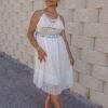 Vestido de tirantes escote crochet blanco Kahlo Butik