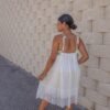 Vestido de tirantes escote crochet blanco Kahlo Butik