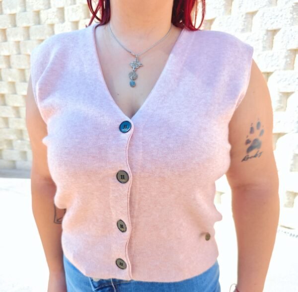 Chaleco de punto rosa