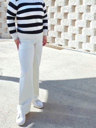 Conjunto jerséis y pantalón de punto, de rallas negro/blanco