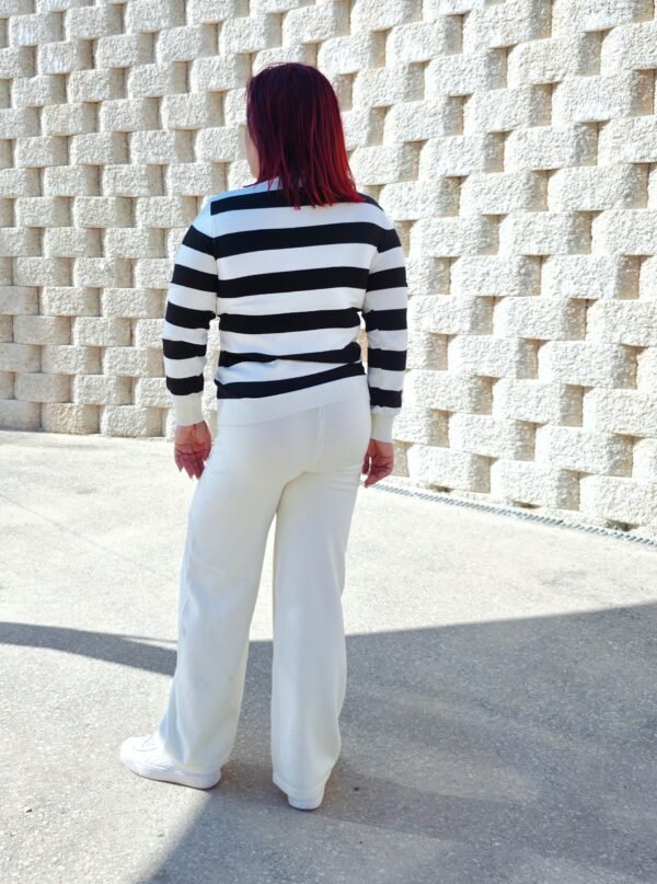 Conjunto jerséis y pantalón de punto, de rallas negro/blanco