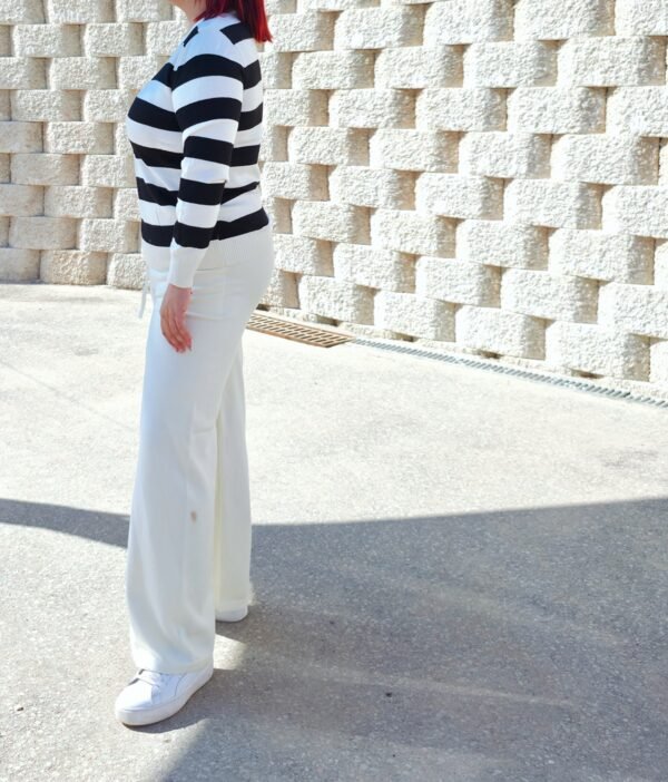 Conjunto jerséis y pantalón de punto, de rallas negro/blanco