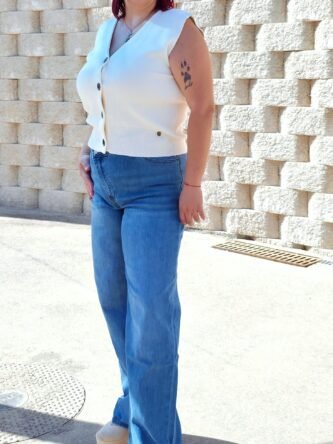 Chaleco de punto blanco