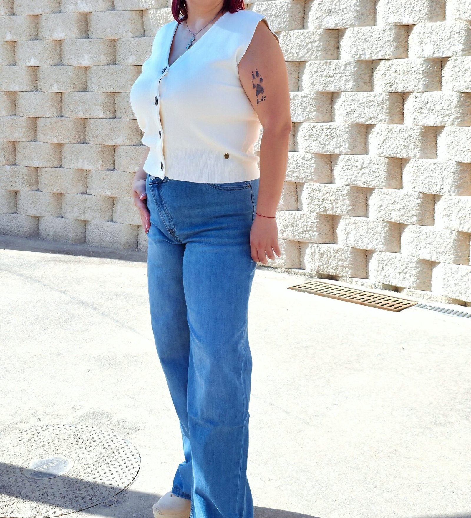 Chaleco de punto blanco