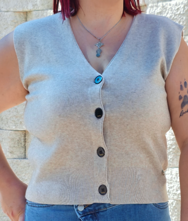 Chaleco de punto taupé