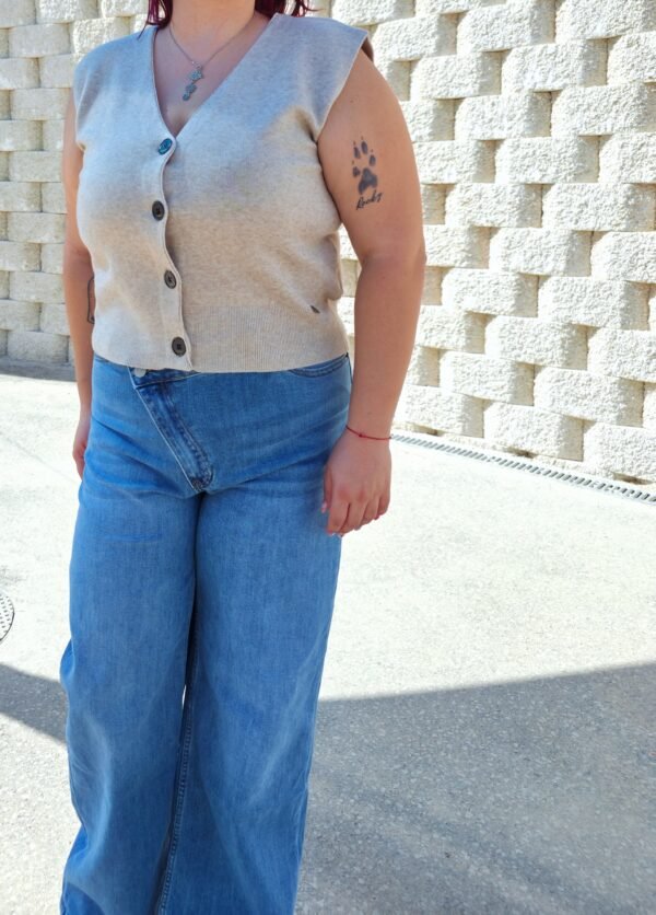 Chaleco de punto taupé