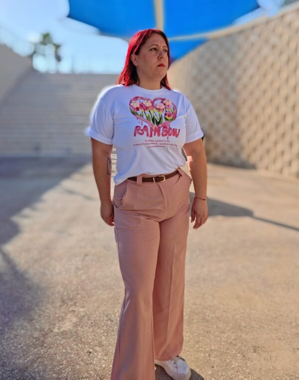 Pantalón campana de pinza, rosa princesa