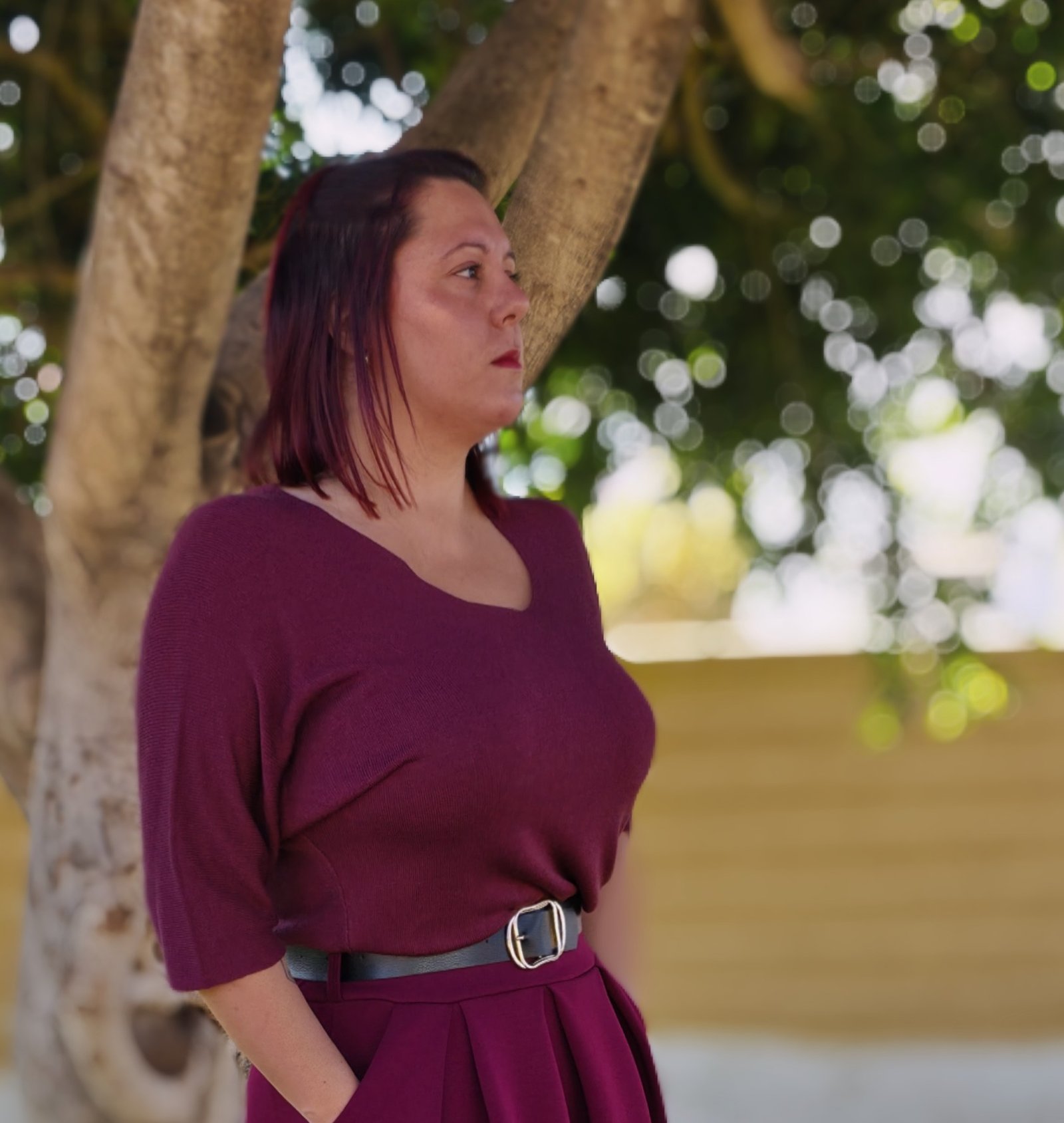 Jerséis media manga, color burdeos