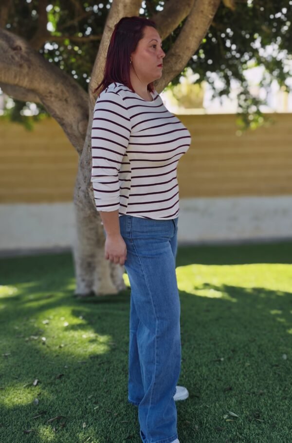 Jerséis manga larga, de rallas burdeos