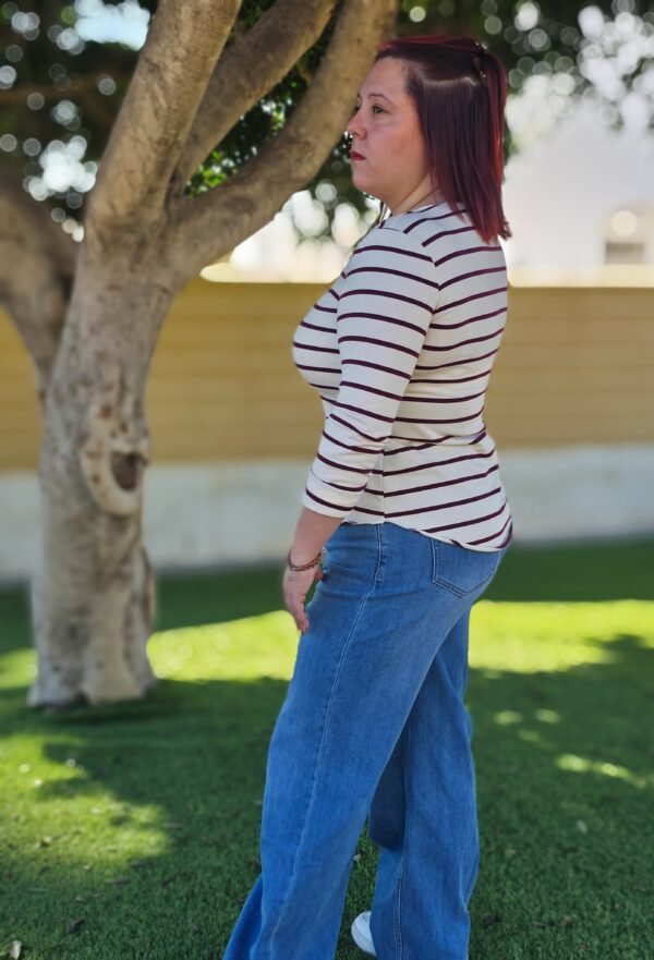 Jerséis manga larga, de rallas burdeos