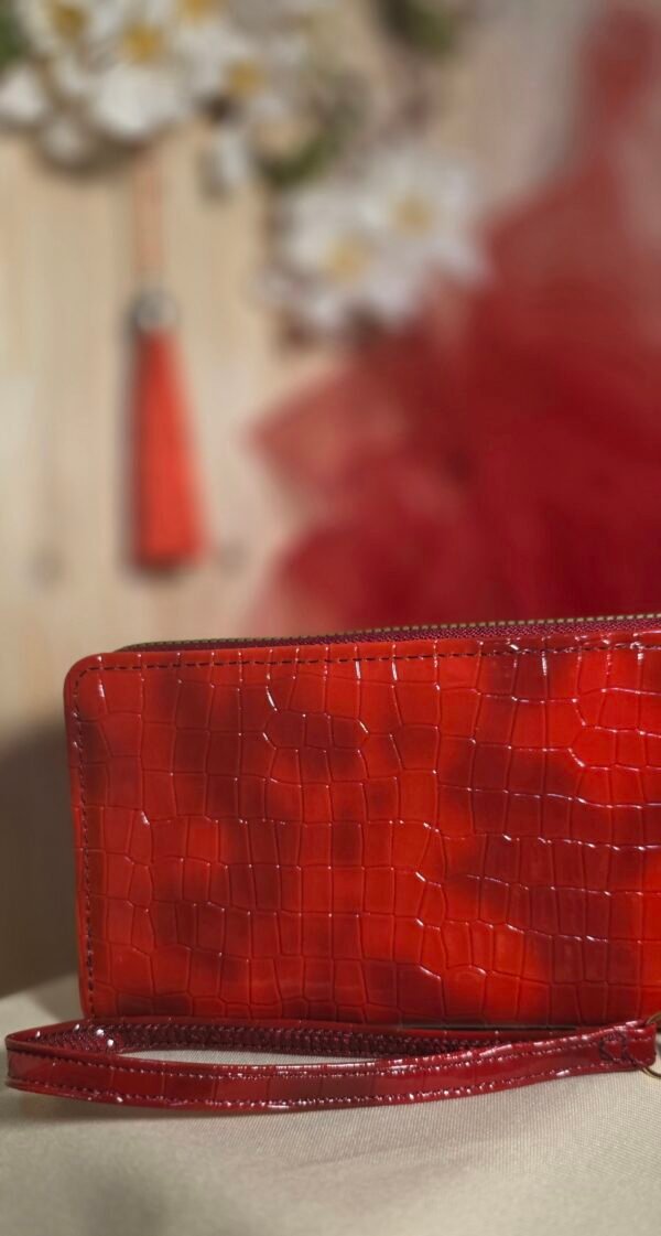 Cartera roja doble cremallera