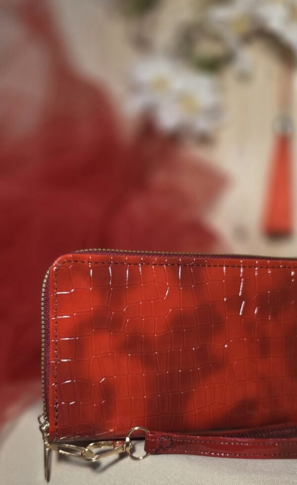 Cartera roja doble cremallera