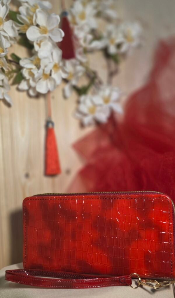 Cartera roja doble cremallera