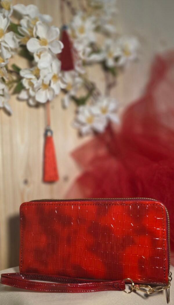 Cartera roja doble cremallera