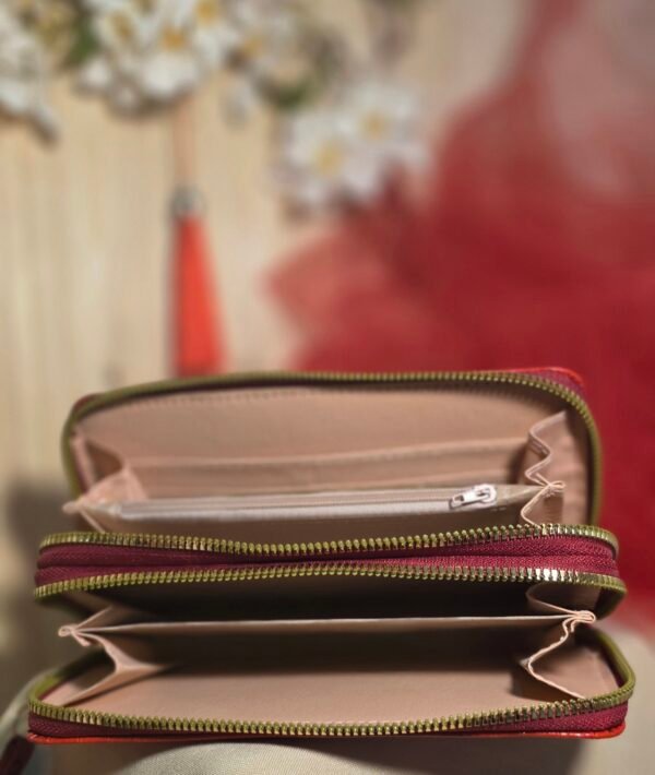Cartera roja doble cremallera