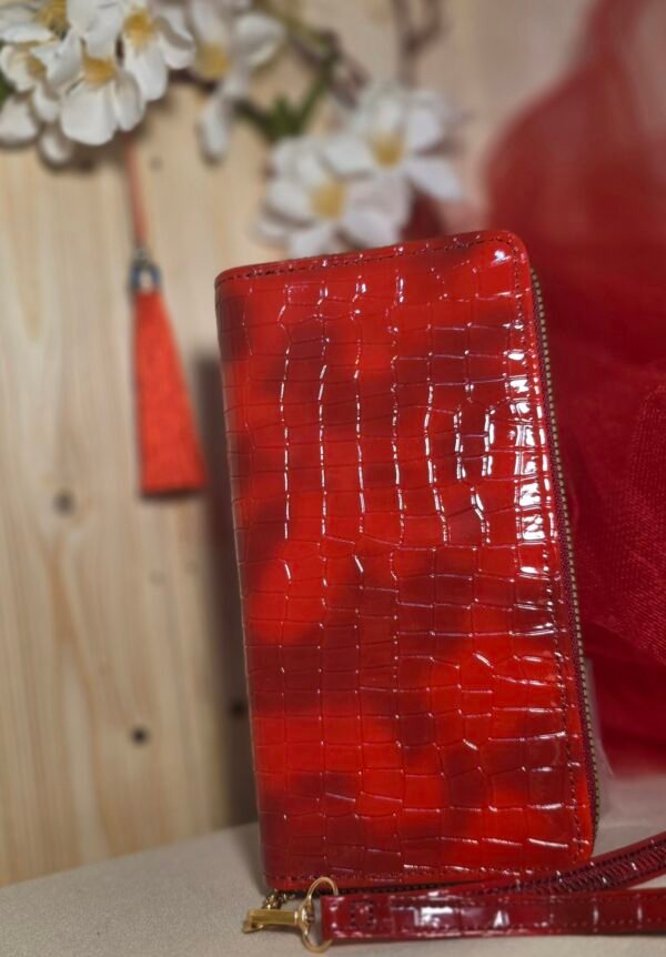 Cartera roja doble cremallera