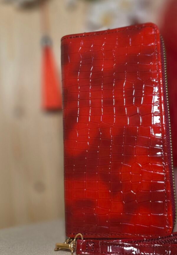 Cartera roja doble cremallera