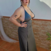 Vestido escote biquini verde Oliva