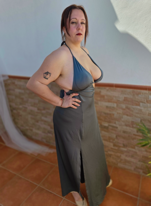 Vestido escote biquini verde Oliva