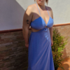 Vestido escote asimétrico color azul Celeste