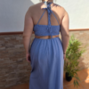 Vestido escote asimétrico color azul Celeste