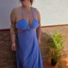 Vestido escote asimétrico color azul Celeste