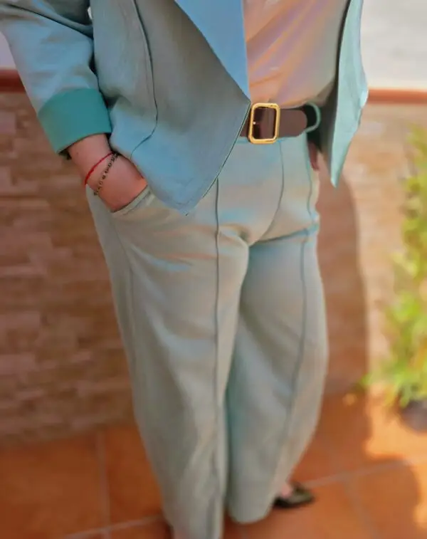 Conjunto traje chaqueta y pantalón verde agua