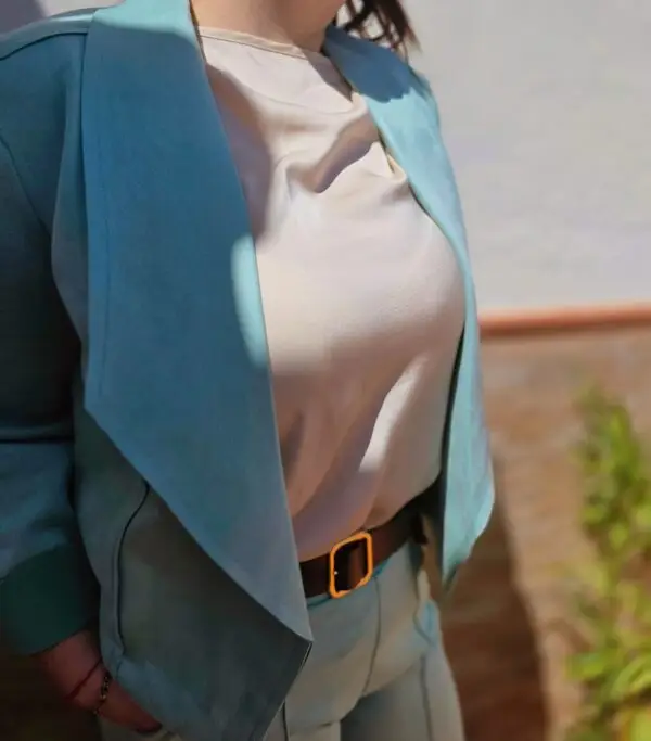 Conjunto traje chaqueta y pantalón verde agua