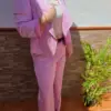 Conjunto traje chaqueta y pantalón rosa princesa