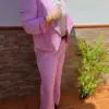 Conjunto traje chaqueta y pantalón rosa princesa