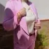 Conjunto traje chaqueta y pantalón rosa princesa