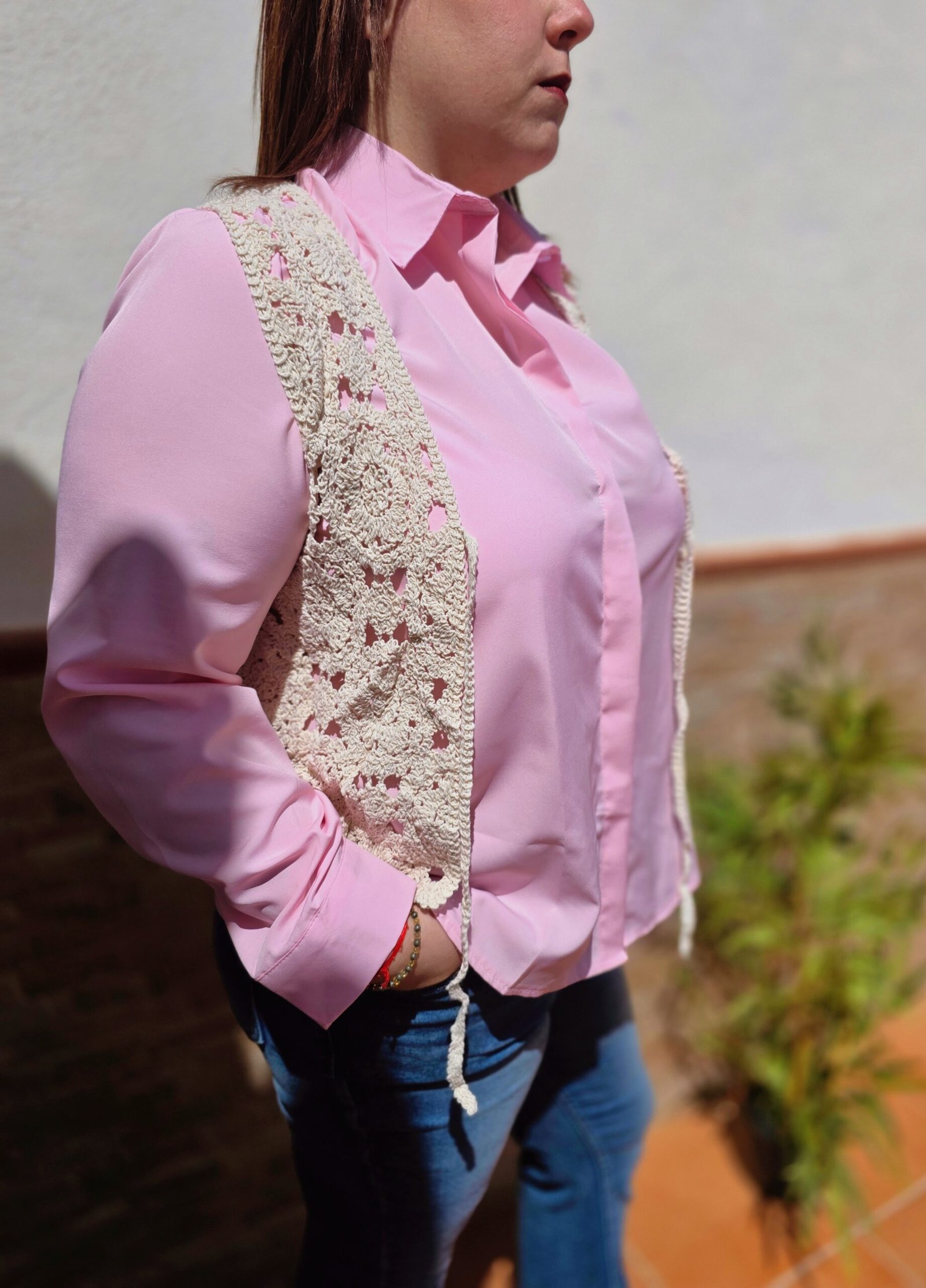 Chaleco de crochet Beige