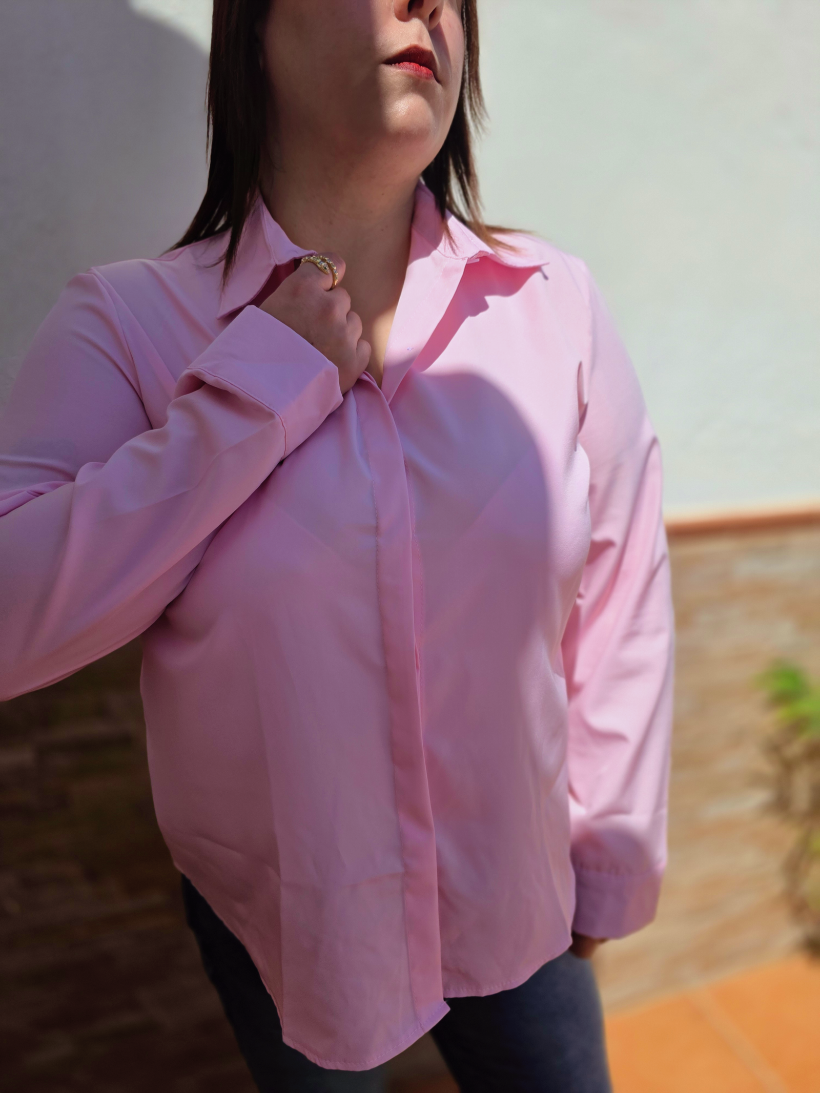 Camisa ejecutiva manga larga rosa princesa