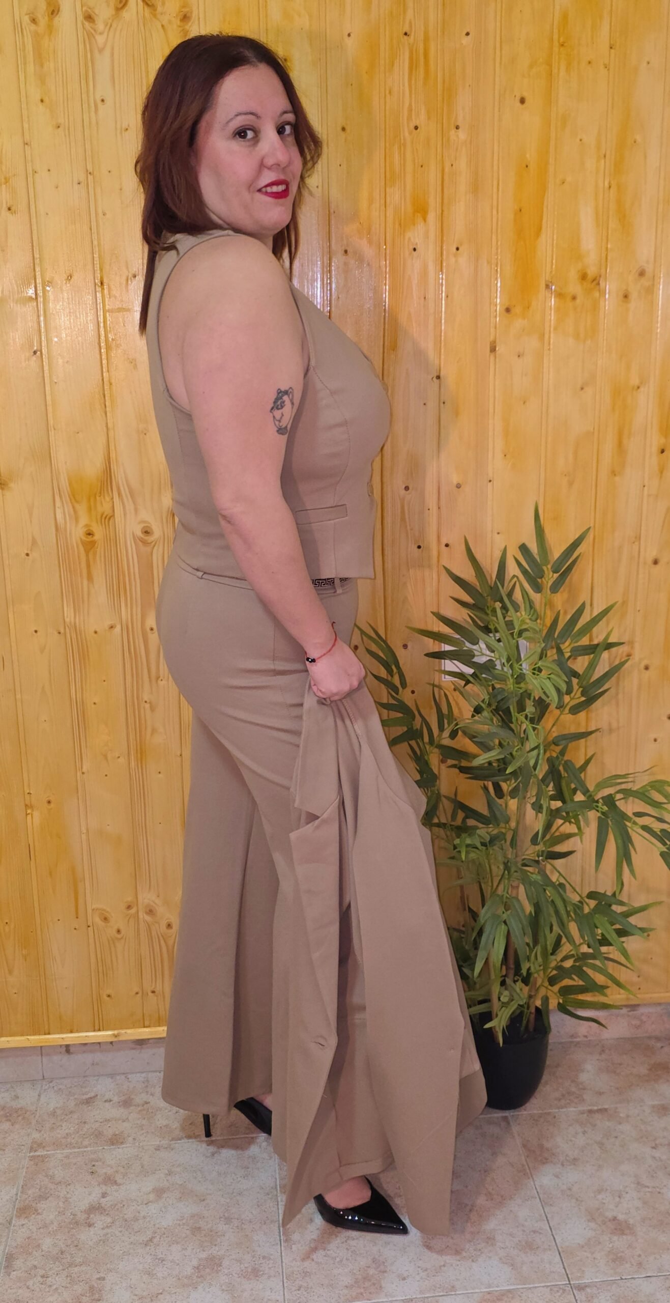 Conjunto 3 piezas traje color Camel