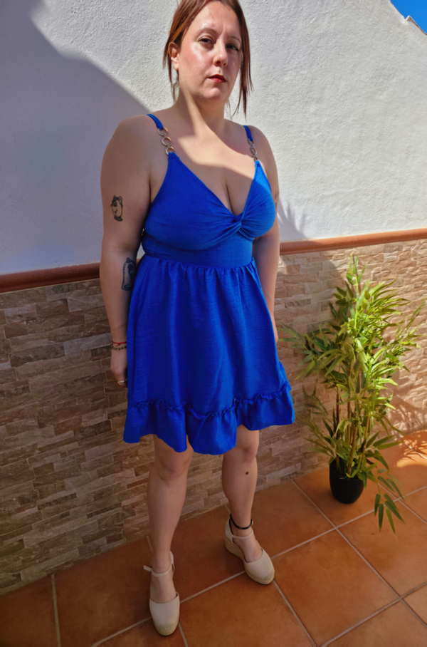 Vestido corto de tirantes azul marino